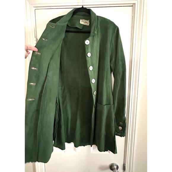 ROBIN KAPLAN Green Lagenlook Fairycore Whimsigoth Coat Jacket Shell Buttons - Picture 5 of 5